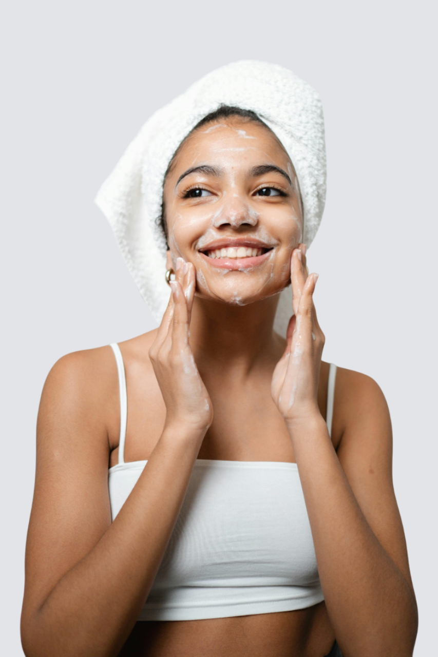 Woman doing facial treatment